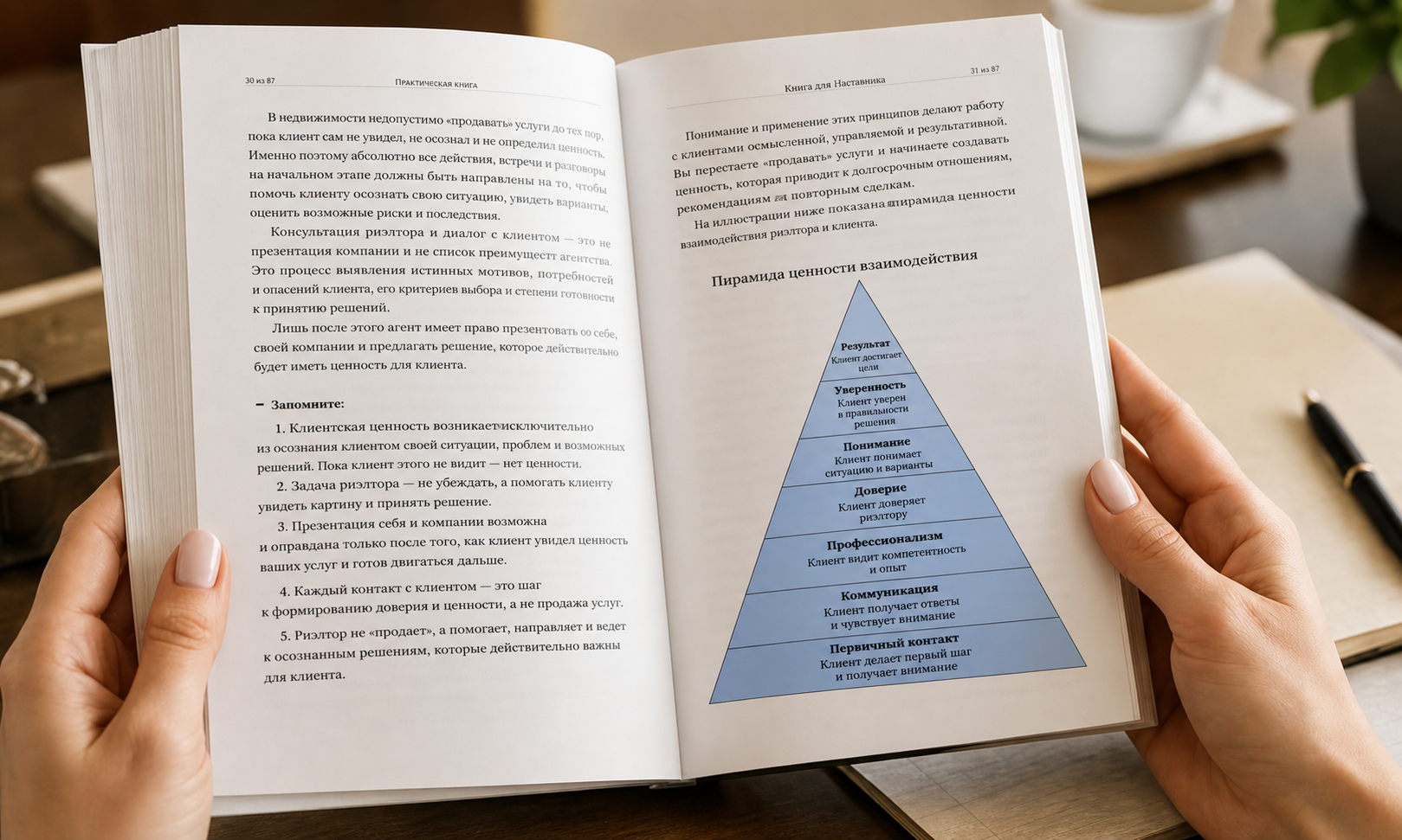 Открытая книга с практическими материалами