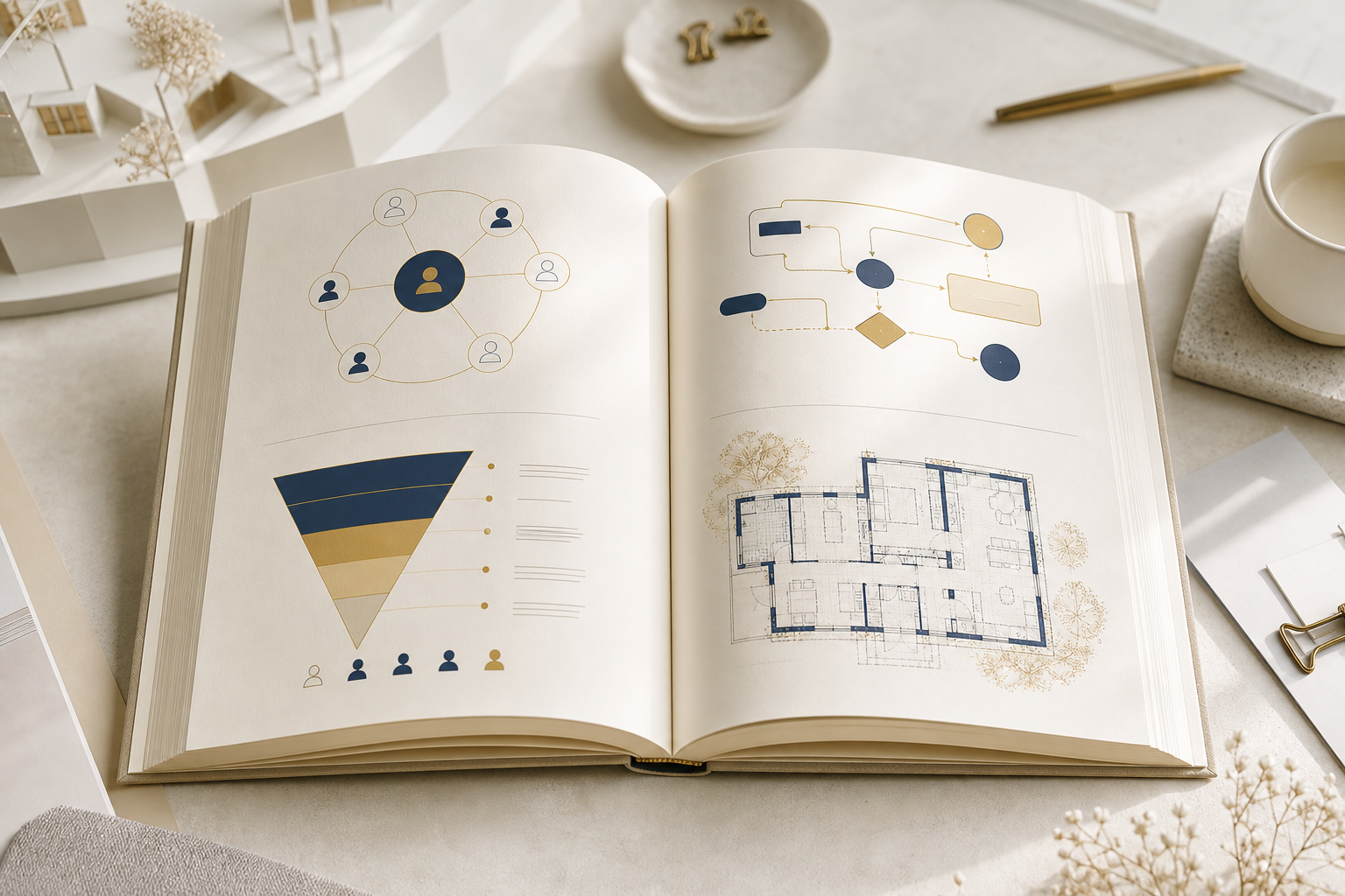 Разворот книги с картой клиента и логикой сделки