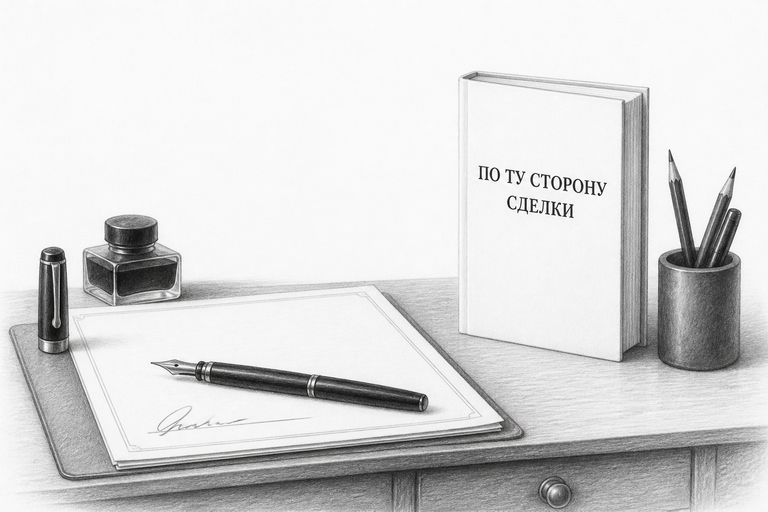 Рабочий стол автора и книга «По ту сторону сделки»